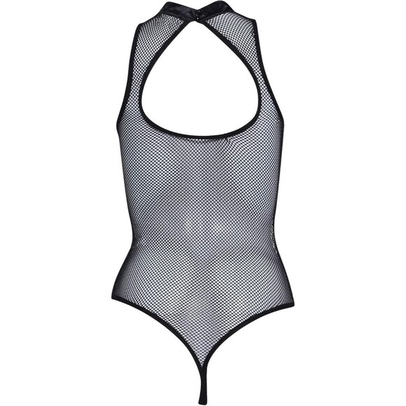 ⚡Women Black Dolls Kill Bad Luck Dragon Fishnet Bodysuit High Neck Bodysuit - Picture 5 of 5